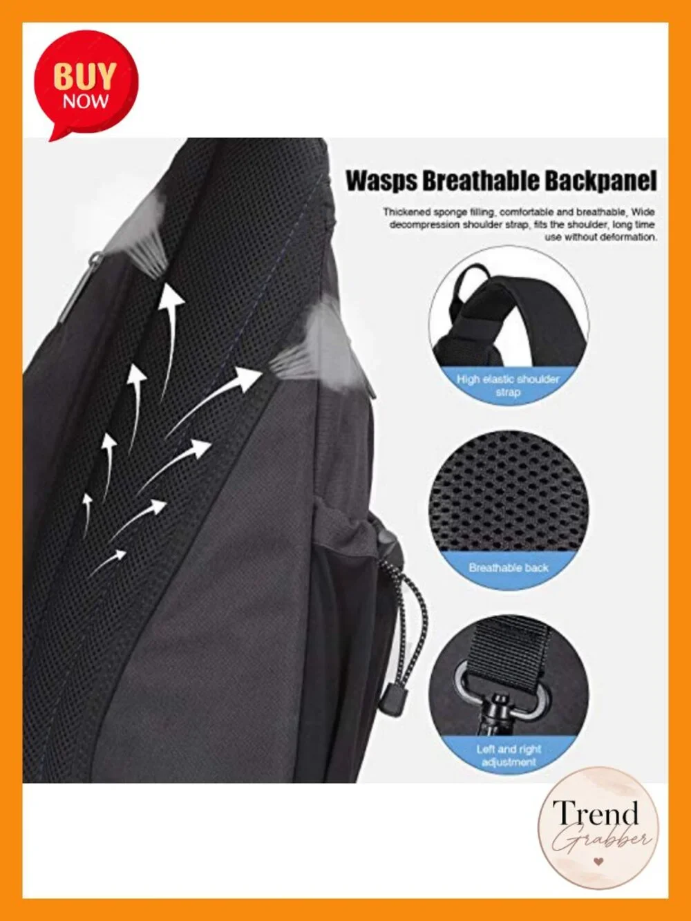 Unisex Sling Bag Backpack with USB Port Anti-Theft Crossbody Shoulder Bag